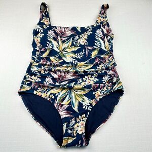 NWOT Anne Cole Floral Navy One Piece Slimming Swimsuit Women's Sz 10 $108 MSRP